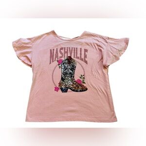 The Children’s Place Girls Sequin Nashville Graphic Cross Back Top Size XL​